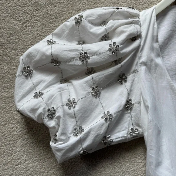 New RHODE Elsa Embellished Cotton Wrap Minidress size S - Picture 11 of 16